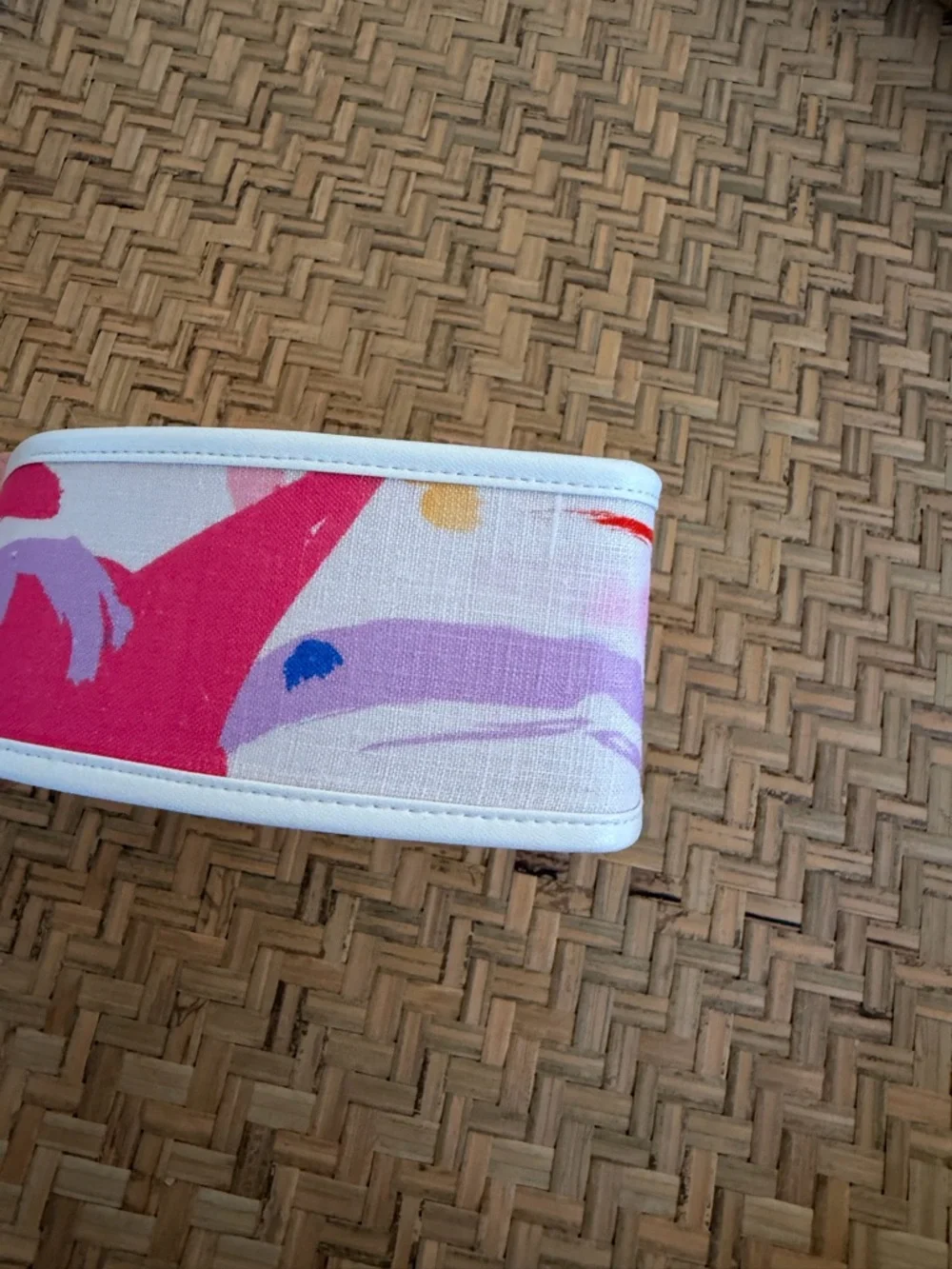 WOMEN’S VINTAGE 80’s PASTEL NEON COLORFUL WIDE BELT CIRCULAR BUCKLE ABSTRACT EUC